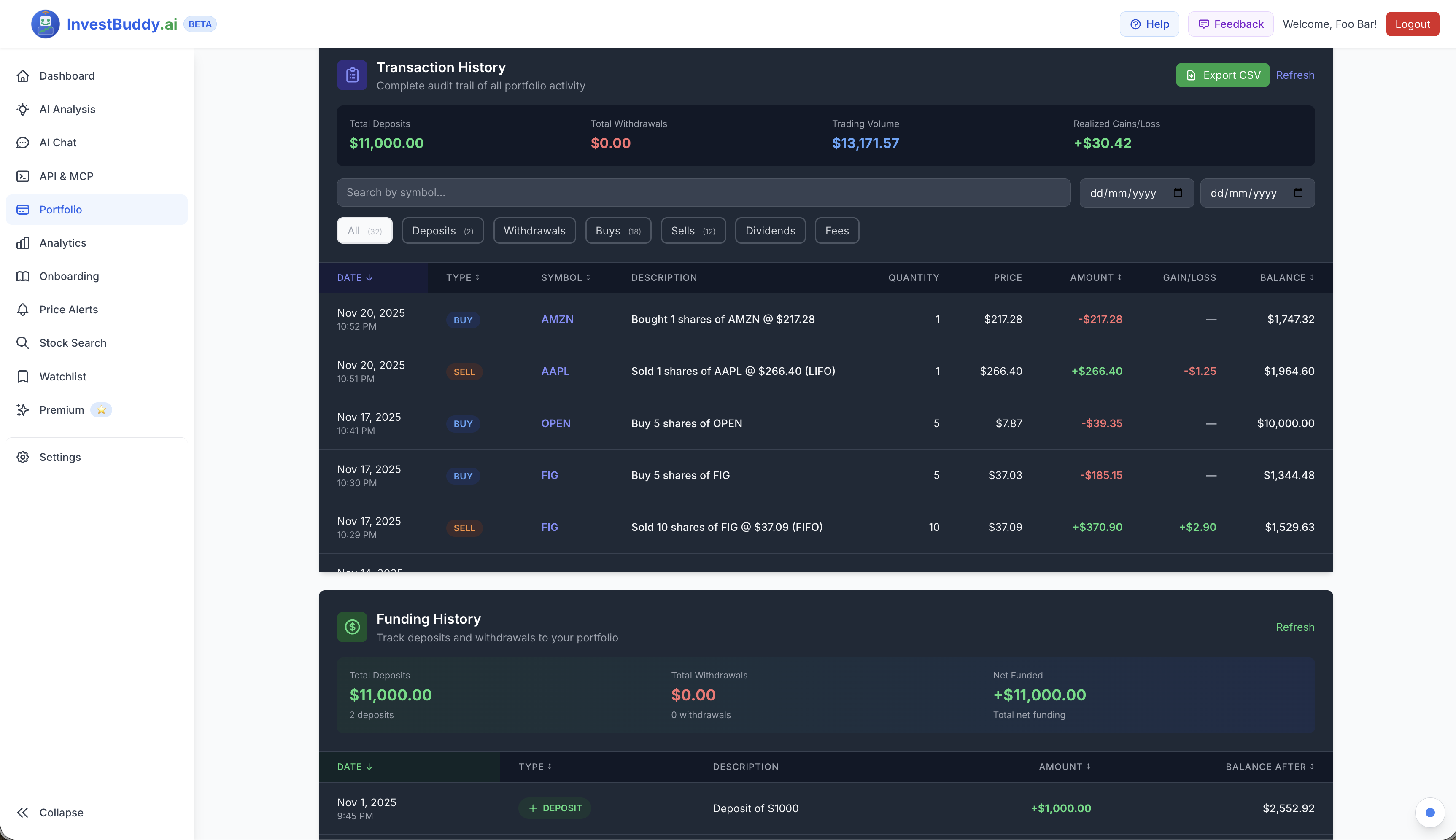 InvestBuddy.ai Dashboard Preview 1
