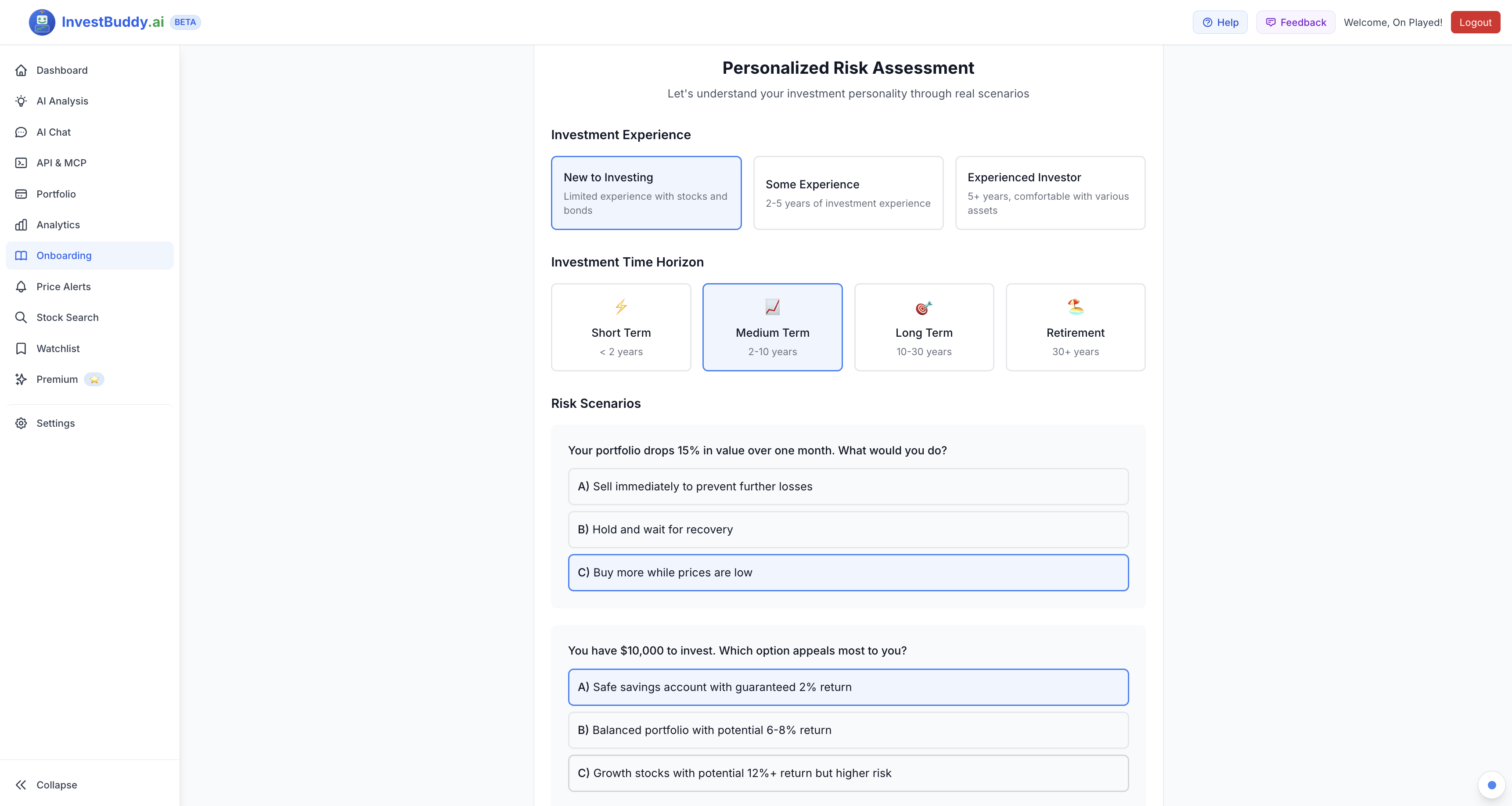 InvestBuddy.ai Dashboard Preview 1