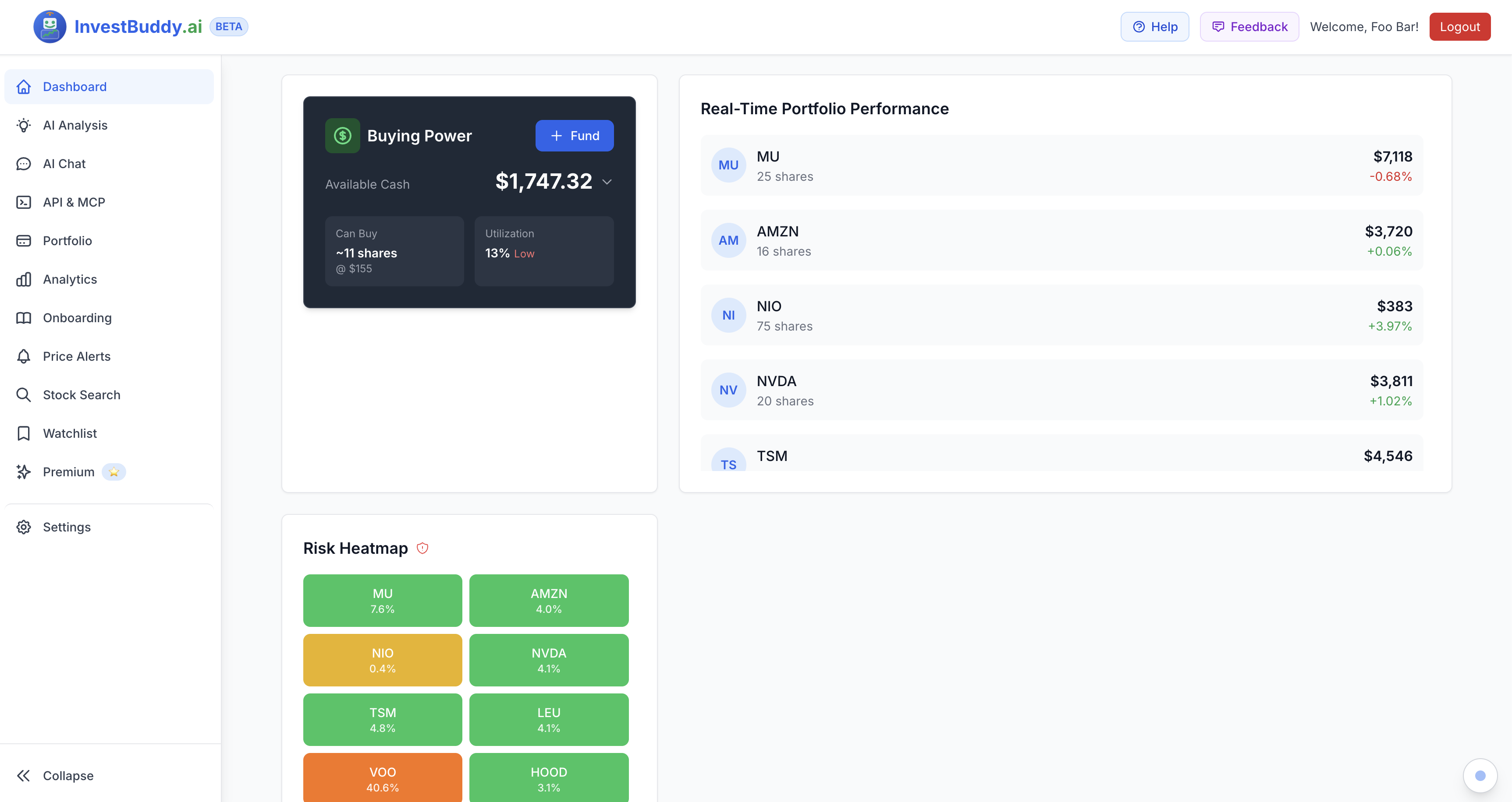 InvestBuddy.ai Dashboard Preview 2