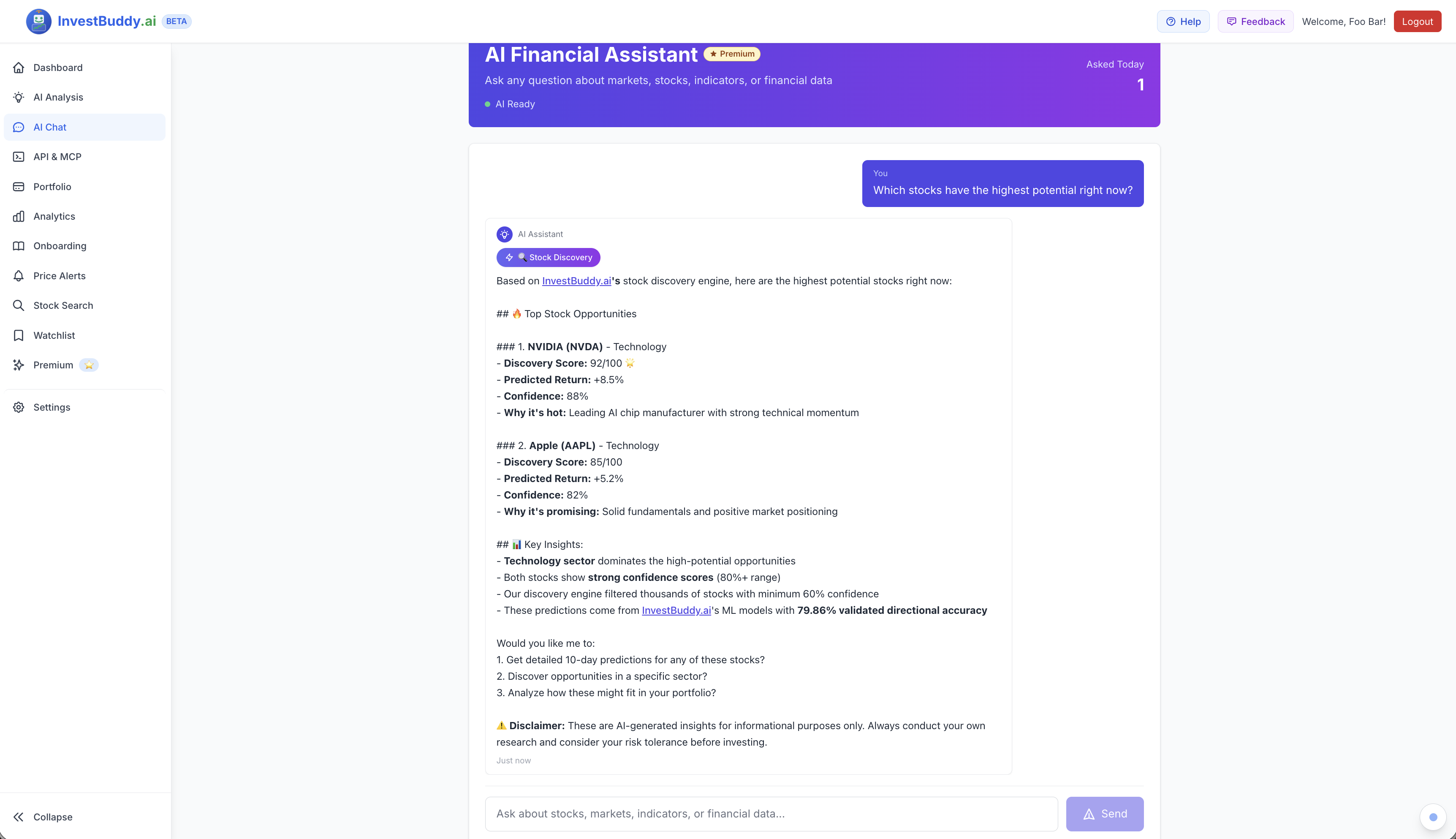 InvestBuddy.ai Dashboard Preview 1