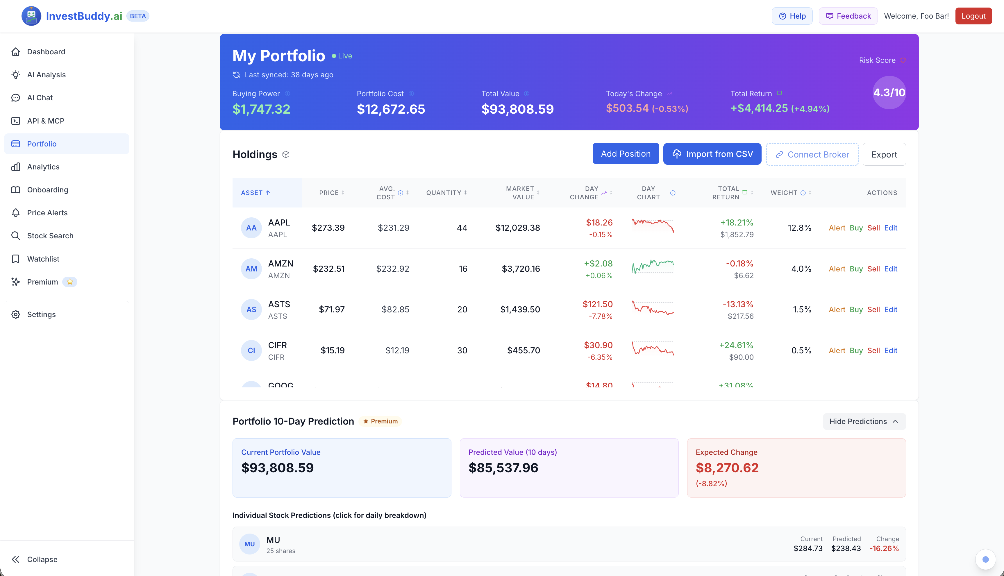 InvestBuddy.ai Dashboard Preview 4